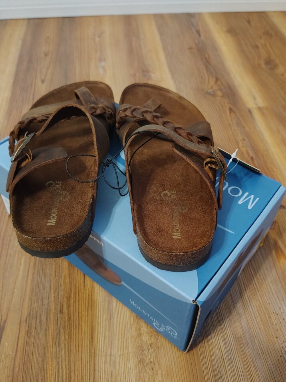 Mountain Sole Women's Dark Brown Braided Leather Footbed Sandals Size 8 NIB NWT - Picture 3 of 9